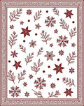 Maroon Snowflake Leaf Garland Border Rug