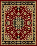 Ornate Crimson Gold Medallion Border Rug