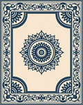 Dark Blue Sunburst Bordered Rug