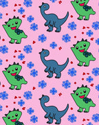 Cute Green Blue Dinosaur Floral Rug
