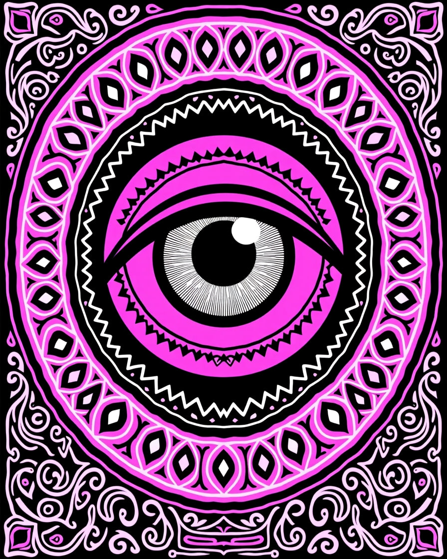 Vibrant Pink All Seeing Eye Mandala Rug