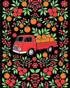 Red Truck Harvest Organic Fruit Rug