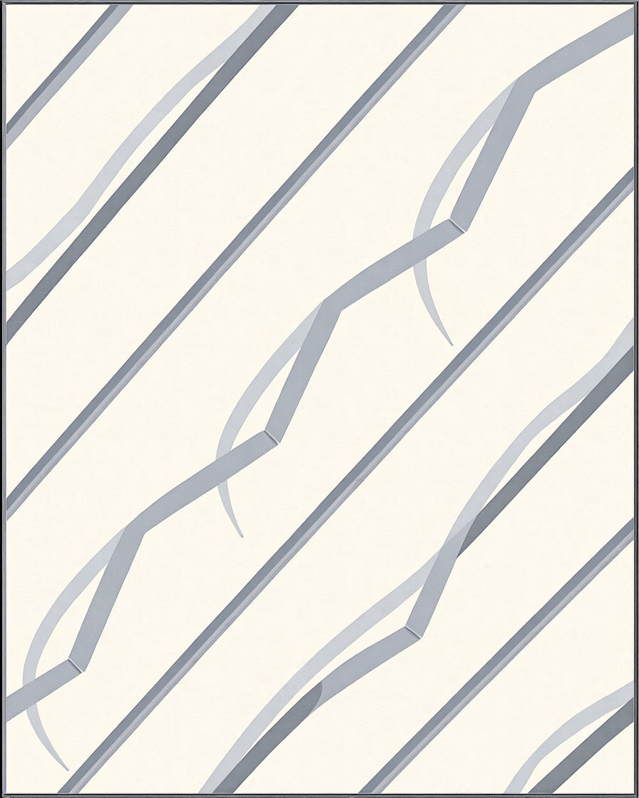 Minimalist Gray Ribbon Stripe Rug