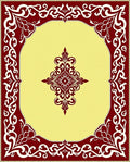 Rich Red Elaborate Scrollwork Ochre Rug