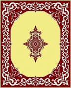 Rich Red Elaborate Scrollwork Ochre Rug