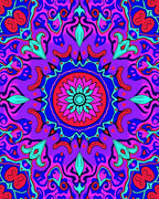 Radiant Magenta Teal Flower Psychedelic Rug