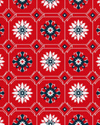Red White Floral Medallion Geometric Rug