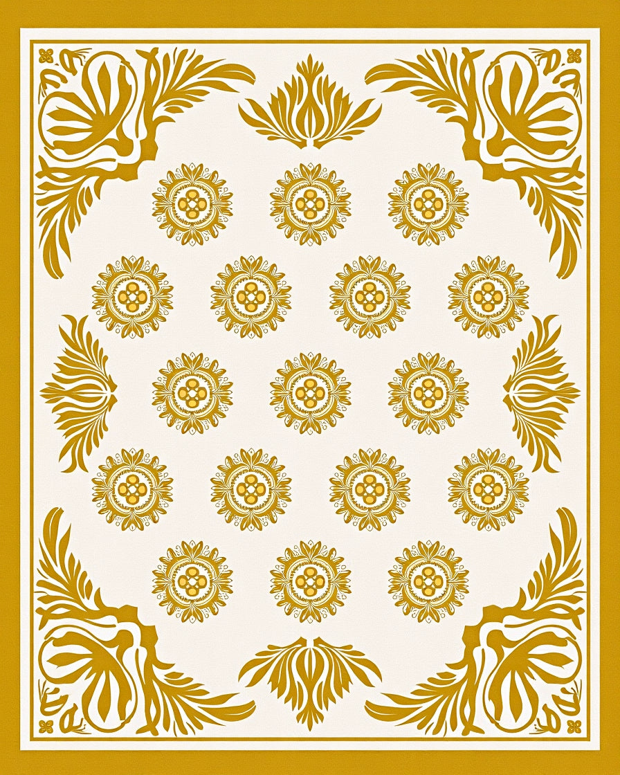 Golden Blossom Arrangement Rug