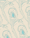 Elegant Teal Peacock Feather Outline Rug