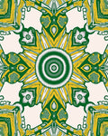Emerald Gold Sunburst Symmetry Rug