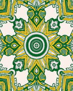 Emerald Gold Sunburst Symmetry Rug