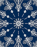 Navy White Symmetrical Floral Mandala Rug