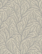 Neutral Beige Organic Branching Vines Rug