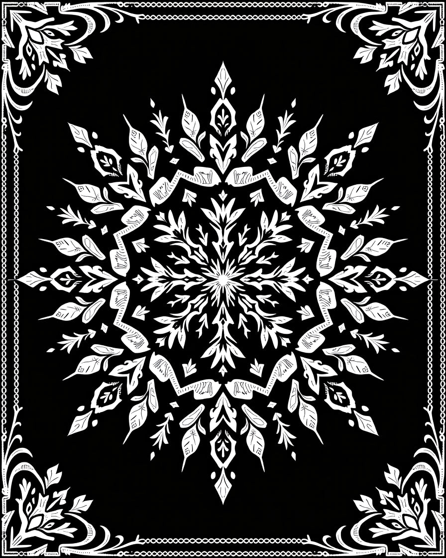 Black and White Floral Mandala Rug