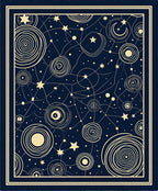 Midnight Celestial Swirls Stars Rug
