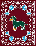 Deep Green Dachshund Blue Snowflake Border Rug