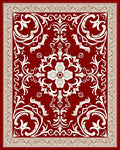 Rich Red White Floral Damask Rug