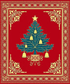 Red Emerald Christmas Tree Bell Border Rug