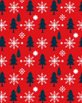 Festive Red Snowflakes Evergreen Trees Rug