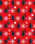 Festive Red Snowflakes Evergreen Trees Rug