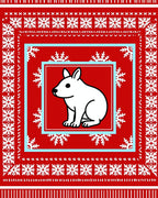 Winter White Rabbit Snowflake Border Rug