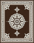 Rich Brown Cream Medallion Border Rug