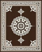 Rich Brown Cream Medallion Border Rug