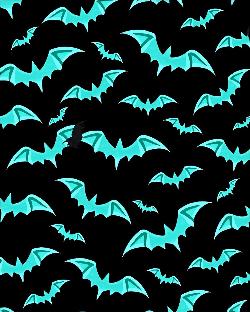 Aqua Bats Flying Halloween Night Rug