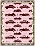 Retro Brown Cars Pink Background Rug