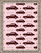 Retro Brown Cars Pink Background Rug