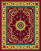 Rich Maroon Floral Medallion Heritage Rug