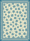 Cream and Teal Leaf Vine Border Rug