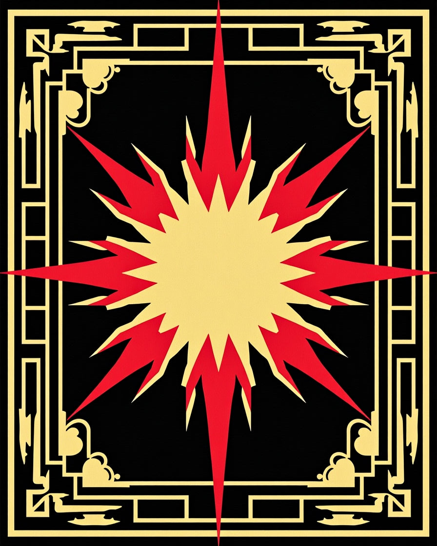 Bold Red Starburst Frame Rug