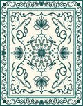 Deep Teal Floral Mandala Medallion Rug