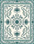 Deep Teal Floral Mandala Medallion Rug