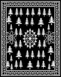 Black White Evergreen Snowflake Trio Rug
