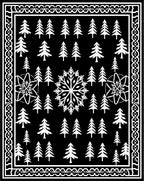 Black White Evergreen Snowflake Trio Rug