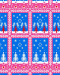 Bold Pink White Christmas Tree Snowflakes Rug