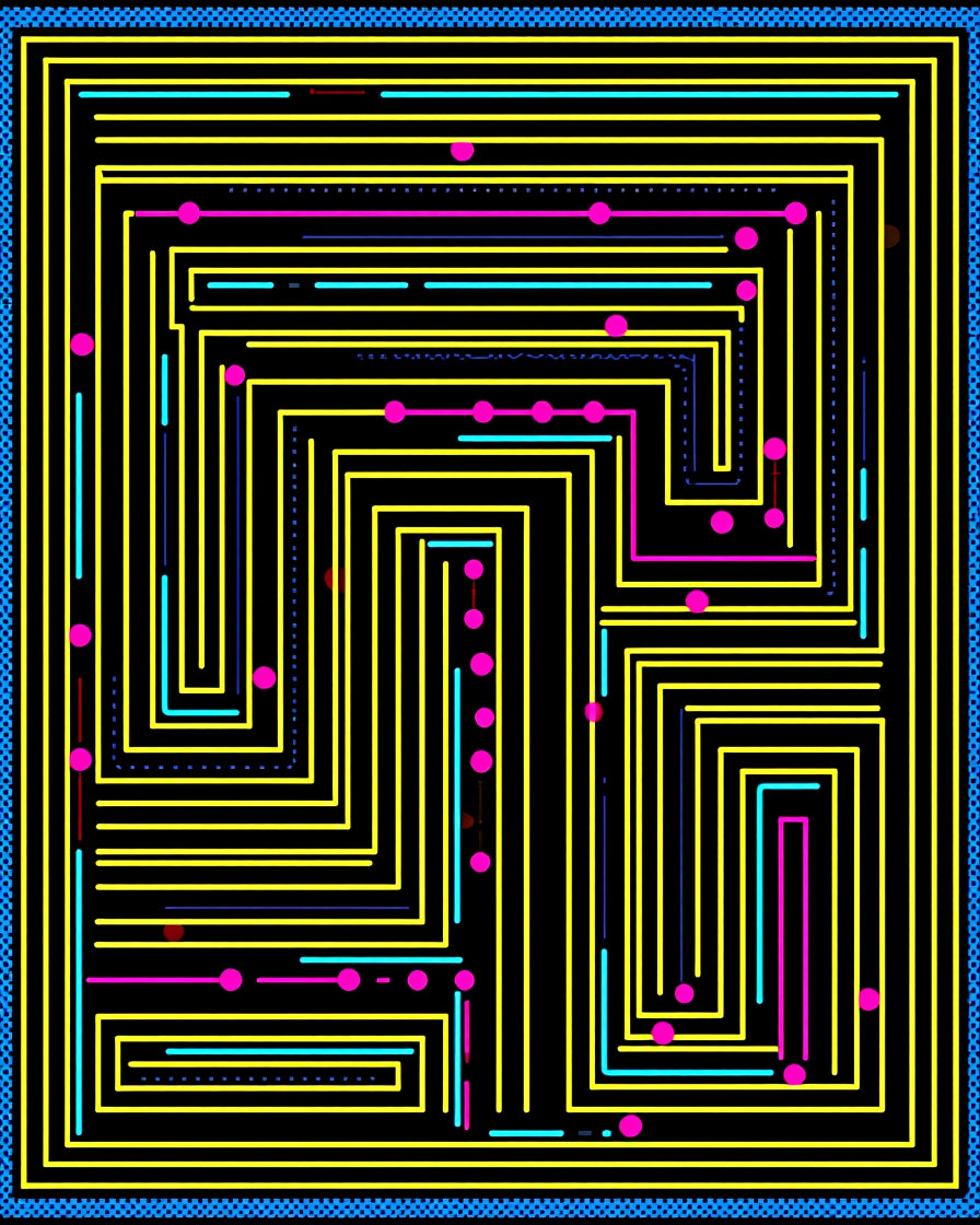 Retro Arcade Maze Yellow Blue Pink Rug