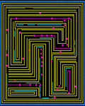 Retro Arcade Maze Yellow Blue Pink Rug