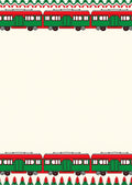 Festive Red Green Train Border Rug