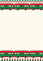 Festive Red Green Train Border Rug