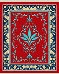 Crimson Red Turquoise Leaf Scroll Rug