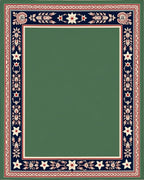 Green Deep Blue Floral Star Medallion Rug