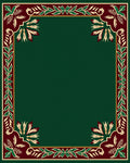 Emerald Green Botanical Floral Border Rug