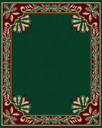 Emerald Green Botanical Floral Border Rug