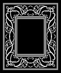 White Scrollwork Square Frame Accent Rug