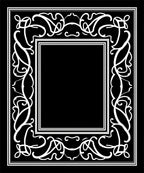 White Scrollwork Square Frame Accent Rug