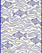 Blue Fish Aquatic Marine Life Rug