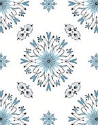 Pale Blue Snowflake Medallion Collection Rug